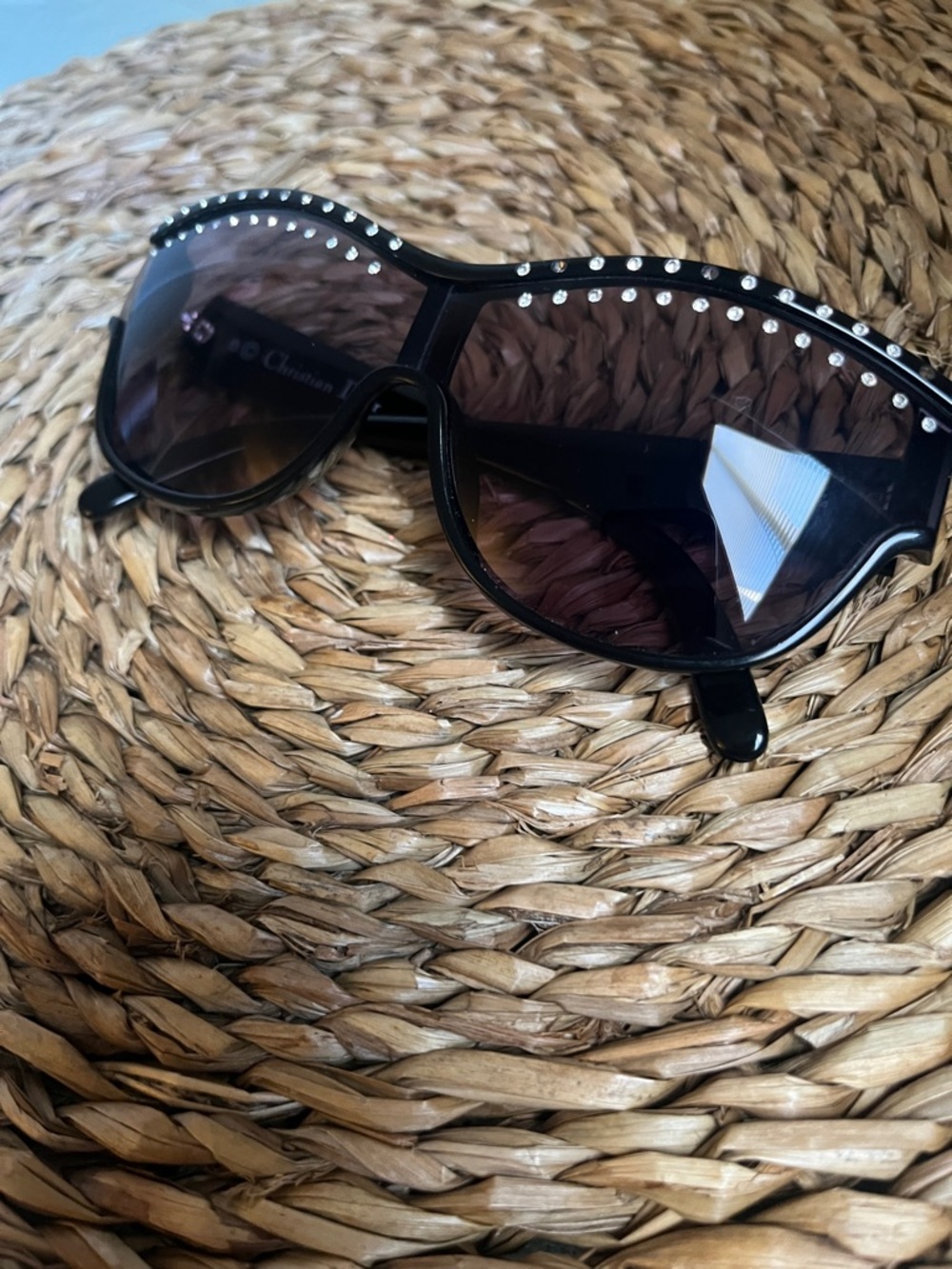 Vintage Cristian Dior 2438 Black Women's Sunglasses with Rhinestone Trim - Picture 3 of 16